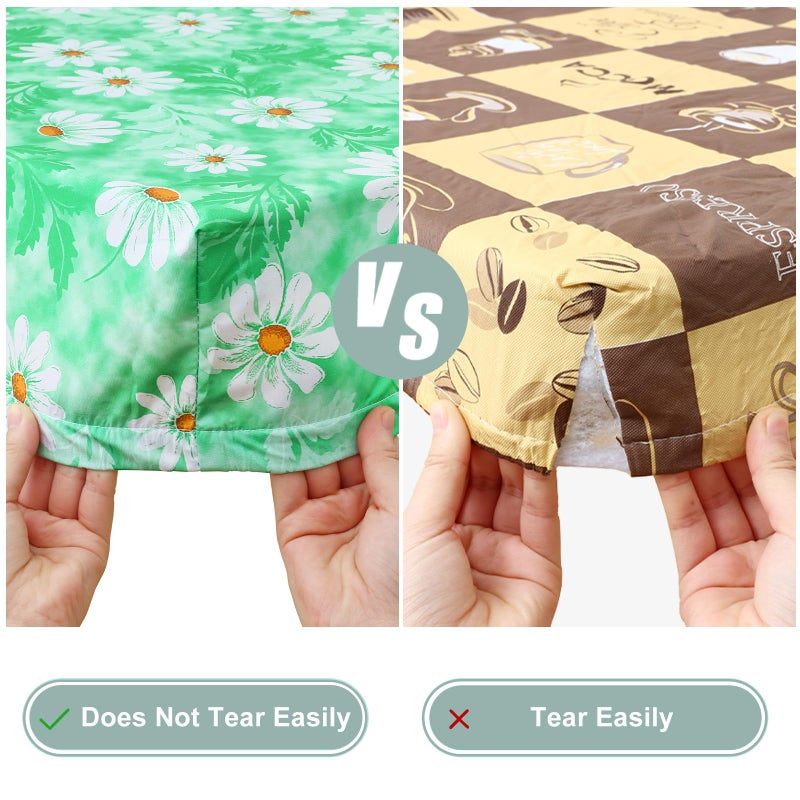 misaya Picnic Table Cover with Bench Cover  Waterproof Elastic Fitted Tablecloth for 6 Foot Tables  Rectangle Washable Polyester Tablecloths for Picnic  Camping  Outdoor (Green Daisy  30"" x 72"") - Image 5